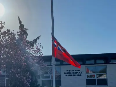 Flags fly at half mast at pelham town hall